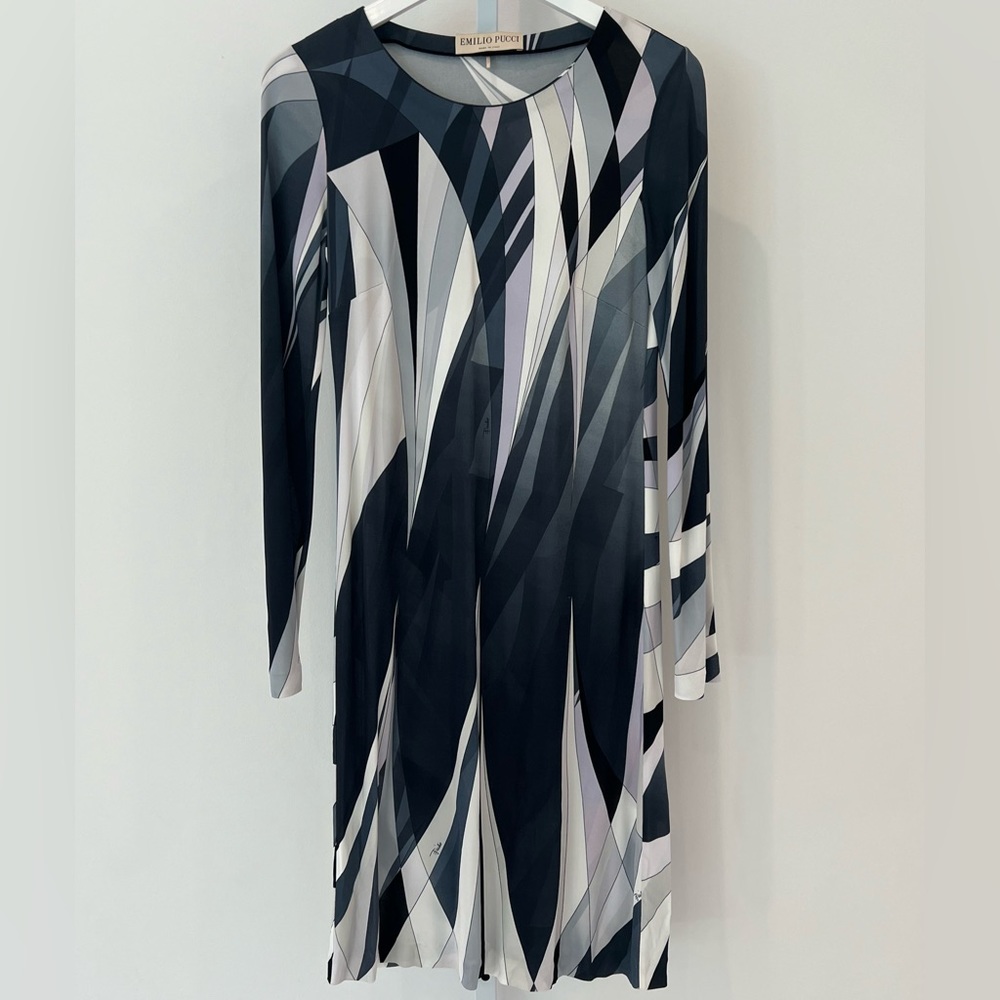 EMILIO PUCCI BLACK MULTI DRESS MODEL 46RL22 SIZE IT 42 / US 8